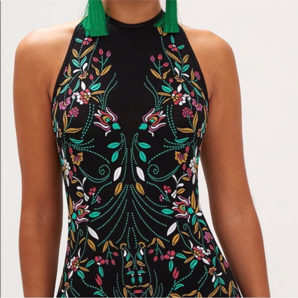 PrettyLittleThing Black Floral Bodysuit